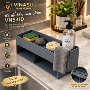 Kệ Để Bồn Rửa Chén Thoát Nước Nhanh, Kệ Đựng Miếng Rửa Chén Cọ Nồi, Kệ Nhà Bếp HIPS VNS310